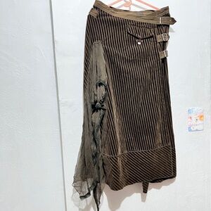 Marithe Francois Girbaud Brown Striped Maxi Skirt